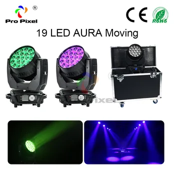 

AURA 19x15w RGBW 4in1 Beam Wash Moving Head Light With Zoom Function Backlight Dj Light For Disco Stage 2pcs With Flight Case