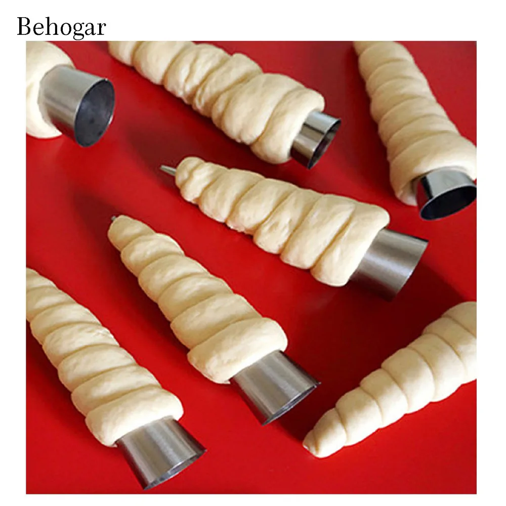 Behogar 5 шт. DIY конусная форма для выпечки Рог печенье рулет из нержавеющей стали спиральные круассаны трубы для DIY крем Шоколадный торт инструменты