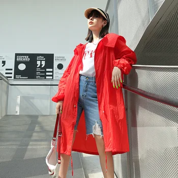 

Oversized Slim Fit Hooded Chic Large Size Trench Coat for Women Loose Casual Pure Color Spring Coat Female Streetwear Women Coat