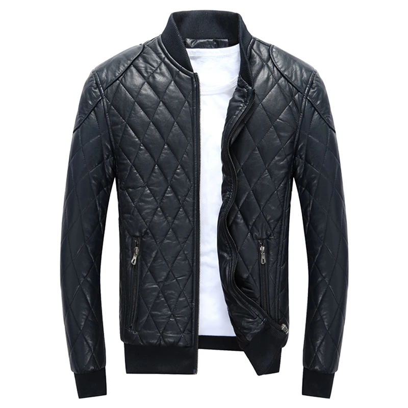 Chaquetas de cuero sintético para hombre, abrigos de cuero informales para motocicleta, ropa de marca ajustada, Otoño, 2020