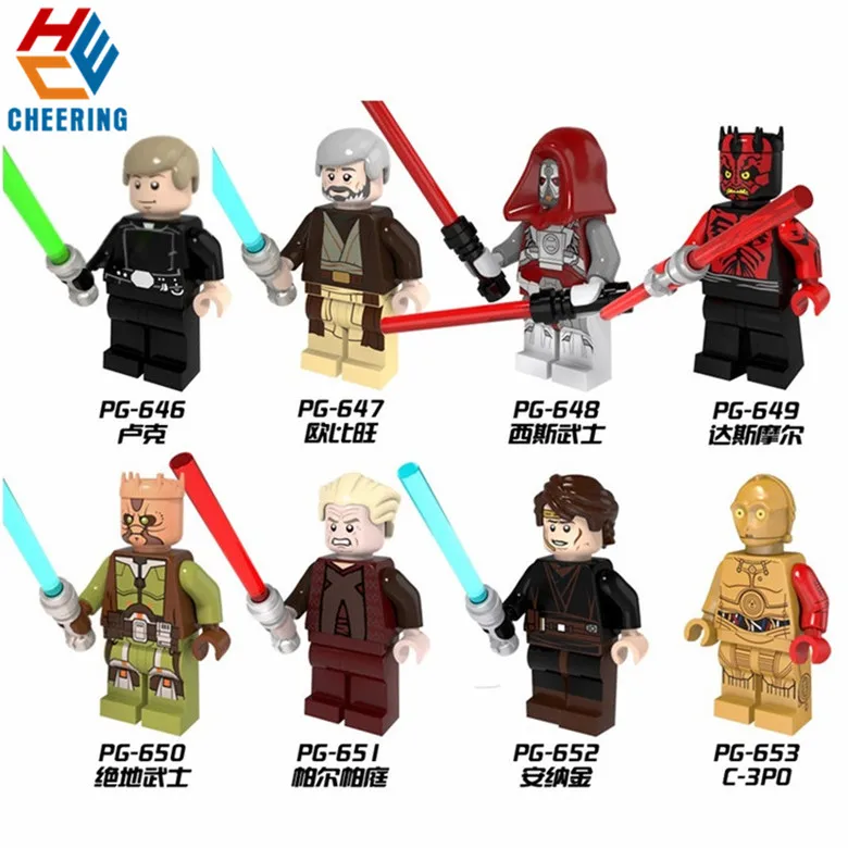 20 шт. оптом строительные блоки звезда Obi-Wan Рыцарь Воин Ситхов Дарт Маул Модель Кирпичи фигурки для детей игрушки PG8021