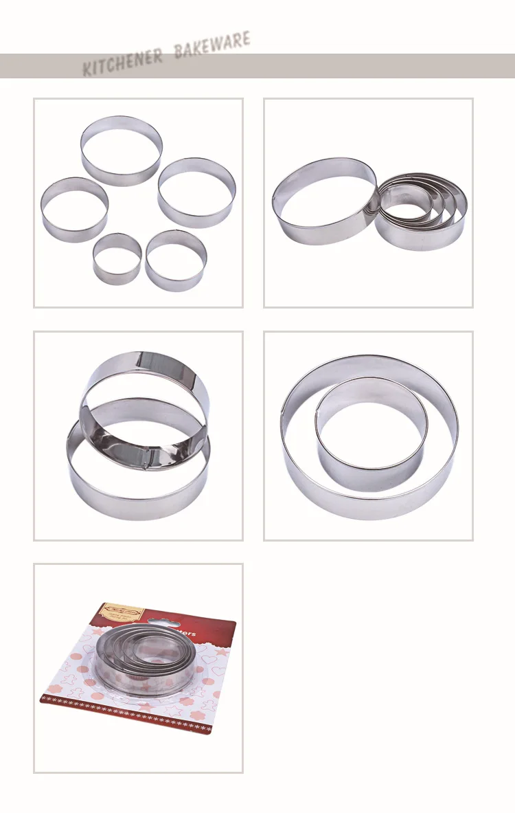 Circle Mousse Mold Stainless Steel 5 Pieces Cake Circle DIY Cheese Cake Mould Baking Tool Cookie Cutter