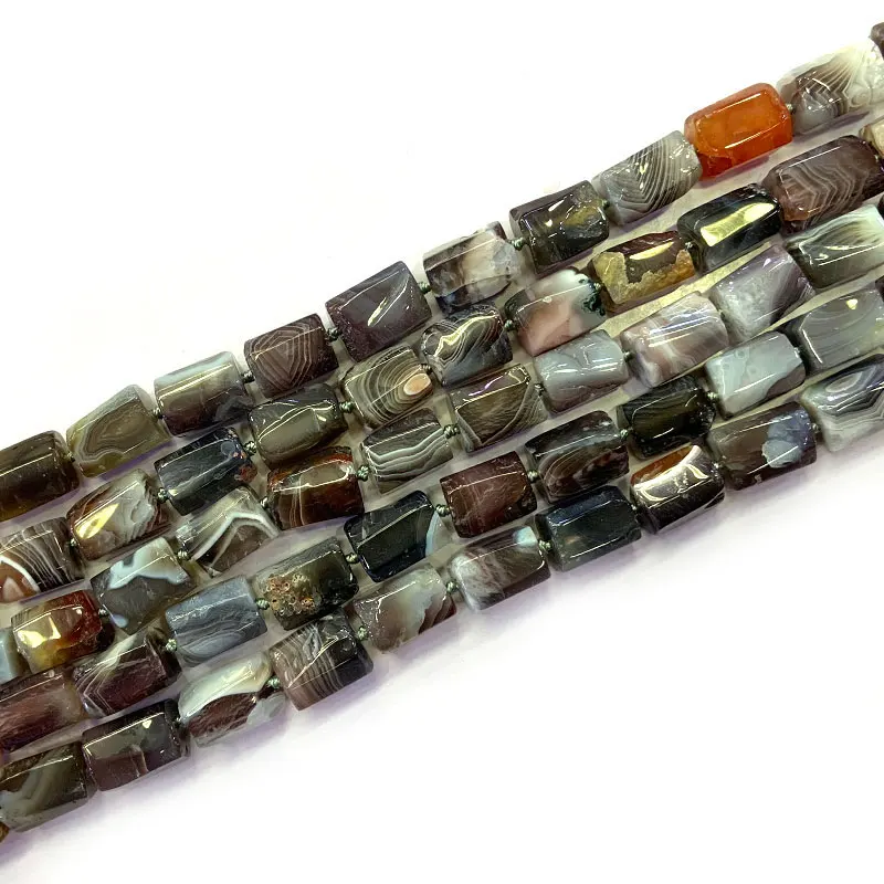 9x13/11x15 Natural Faceted Brown Botswana Agates Beads Column Barrel Spacer DIY Loose Beads For Jewelry Making 15‘’ Accessories