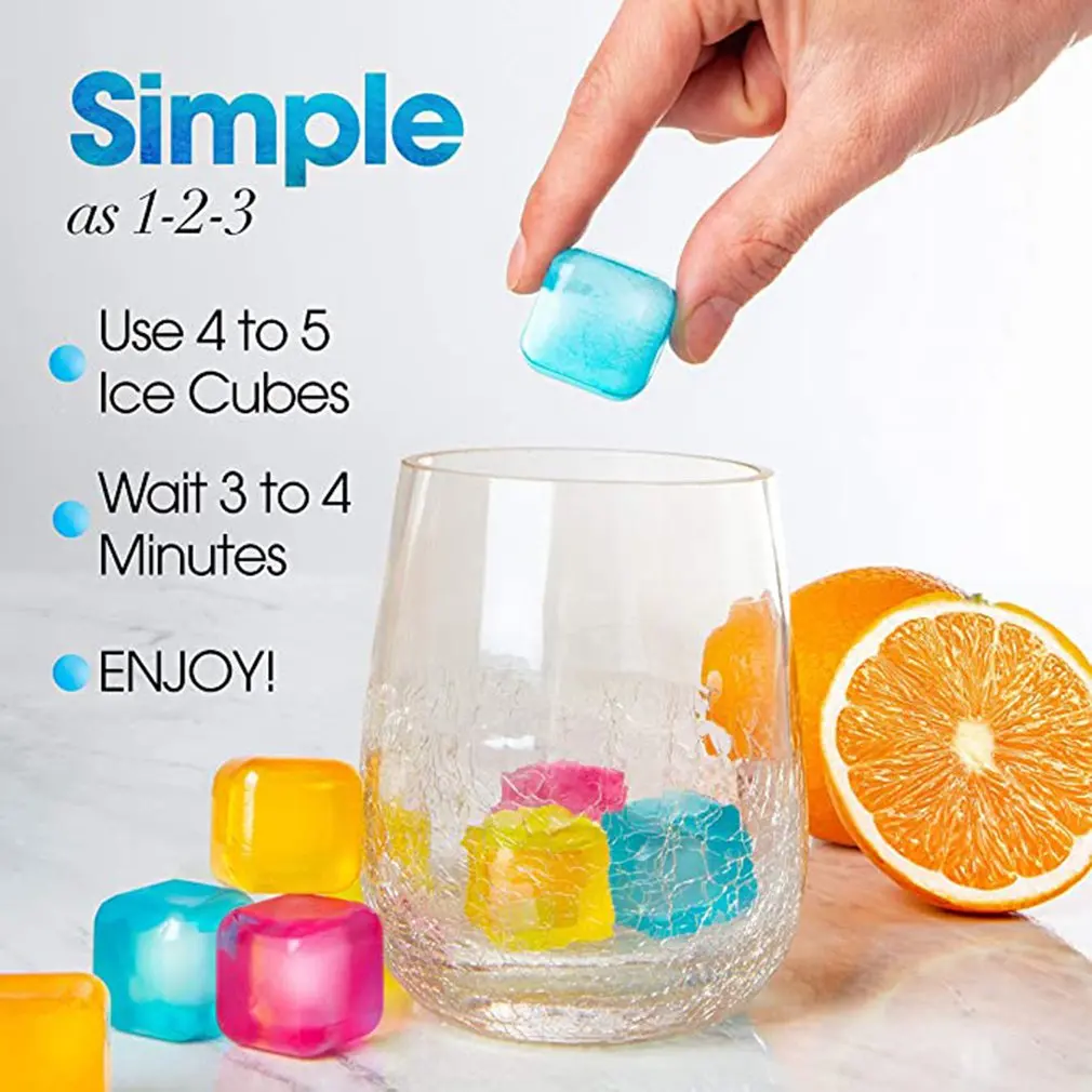 Plastic Reusable Multi Colour Ice Cubes Coloured Party Drink Cooler Freeze 