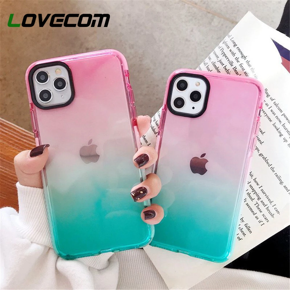 LOVECOM Gradient Translucent Phone Case For iPhone 12 Mini 11 Pro Max
XR XS Max 7 8 Plus X Soft TPU Shockproof Back Cover Coque