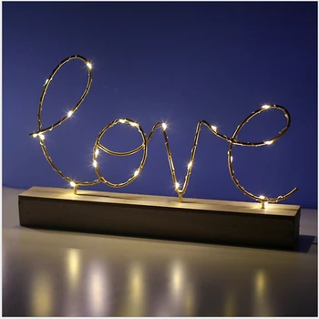 

1PCS LED Lights Iron Nordic Letter Lamp Christmas Birthday Wedding New Year Valentine's Day Party Home Decoration Light Supplies