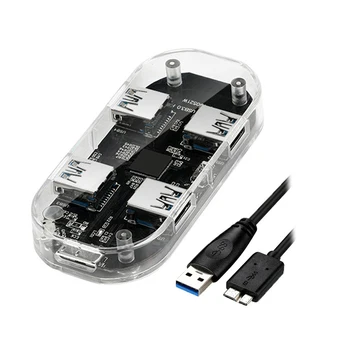 

1pc USB3.0 HUB Portable Transparent Practical Durable High Speed USB3.0 HUB