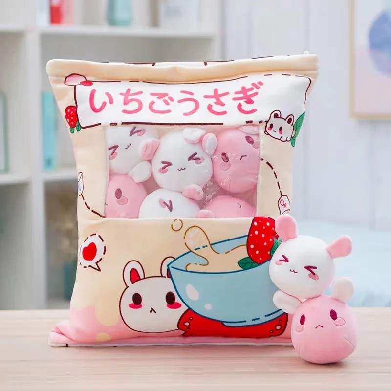 8pcs strawberry Сумка из 8 штук, мягкая плюшевая игрушка-медведь, кот, монстр, плюшевая подушка, креативный аниме, плюшевая подушка, мультяшная кукла, игрушки для детей - Цвет: 8pcs strawberry