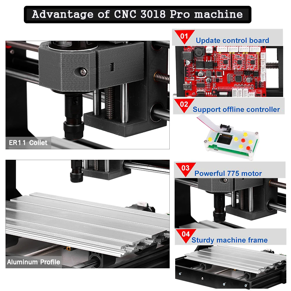 CNC 3018 Pro GRBL контроль мини лазерный гравировальный станок с ЧПУ деревообрабатывающий станок лазерный гравер+ ER11+ 5 мм удлинитель деревообрабатывающий инструмент