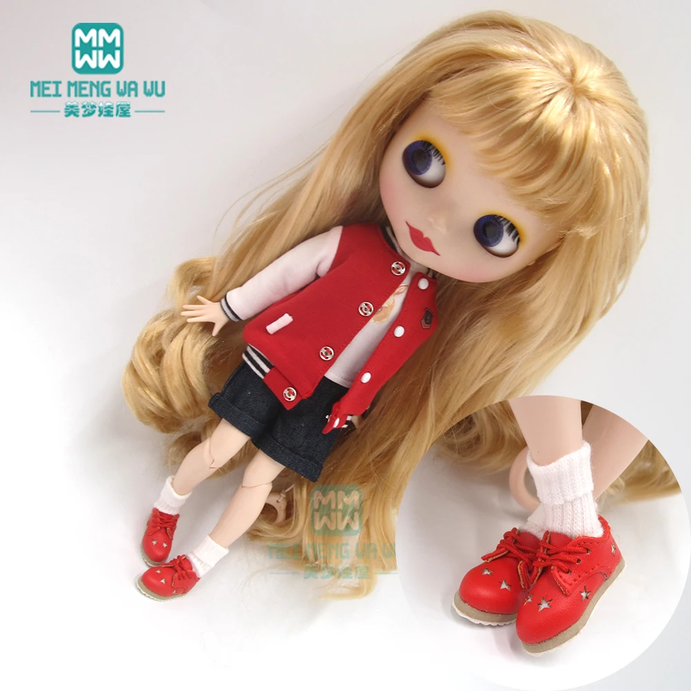 Blyth Кукла одежда красная бейсбольная форма, шорты, кожаная обувь Рождественский подарок