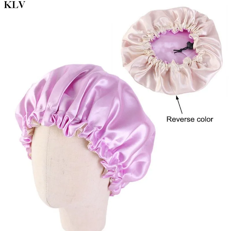 baby accessories crochet KLV Kids Soft Reversible Satin Bonnet Double Layer Adjustable Size Sleep Night Cap Bonnet Baby Hat For 2-7 Years Children baby accessories clipart