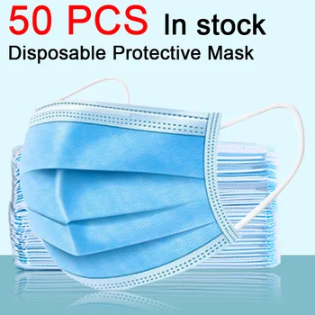 

Dust-Protection-Mask Blue Unisex Women&Men 50pcs Disposable Protective Mask 3 Laye-mask Spray Protective Mouth And Nose Mask