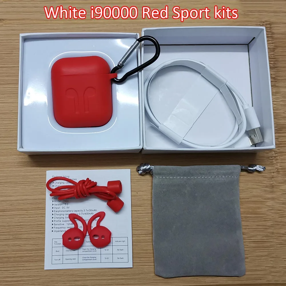 I90000 Tws Arie 2 умные сенсорные беспроводные bluetooth-наушники с сменным именем 8D Super Bass для iphone11 PK i30 i9000 i5000 i50000 TWS - Цвет: Red case kits
