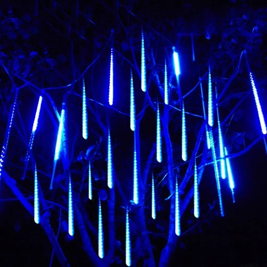 2 шт. 30 см вечерние светодиодный свет Душ Дождь снегопады Рождественская елка Сад Открытый Европейский Спецификация разъем IP65 водонепроницаемый блестящий XJ - Цвет: BU