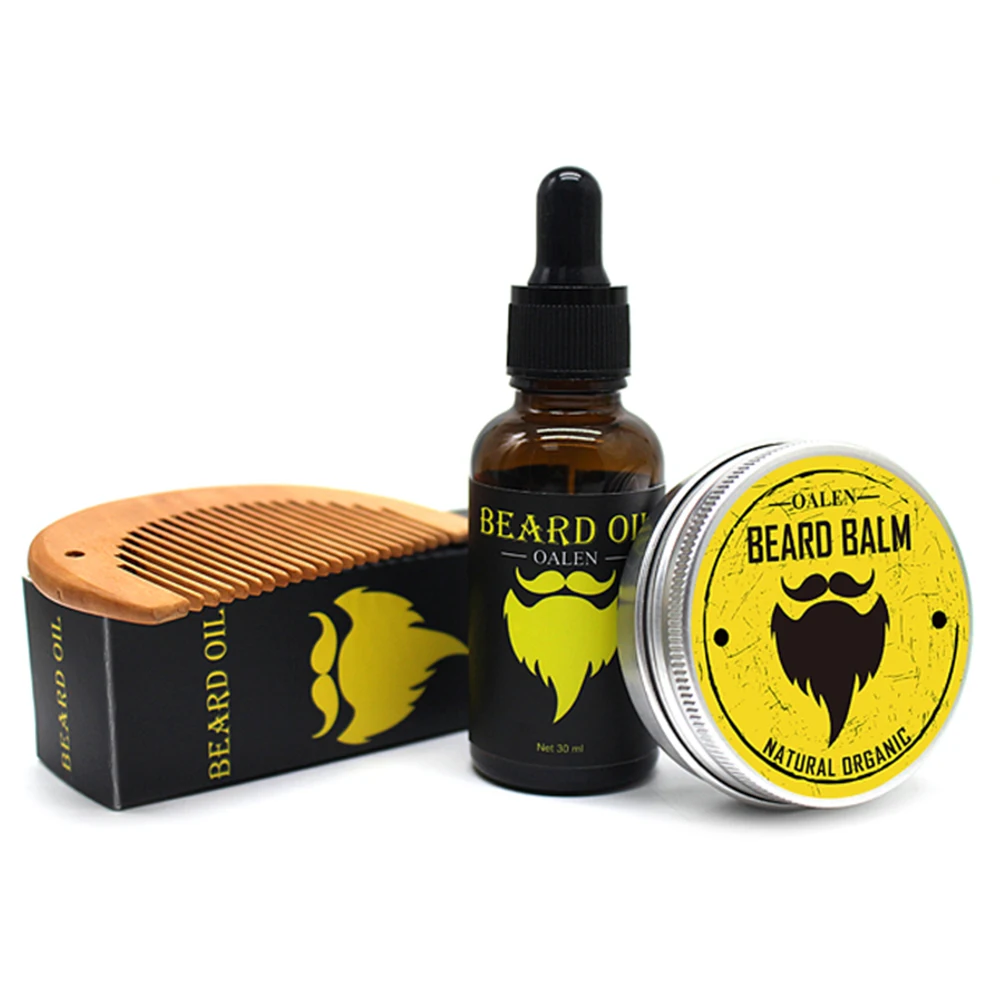 Online LISM 5 teile satz Männer Schnurrbart Creme Bart Öl Kit mit Schnurrbart Kamm Pinsel Lagerung Tasche Styling Bart Set kit barba dropshipping