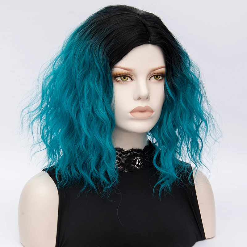 Similler короткие синтетические волосы косплей парик для женщин Омбре черный корень оранжевый серый зеленый фиолетовый синий парики