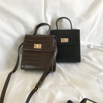 

Vintage Crocodile mini women handbag mini pu leather Shoulder Bag for Female Crossbody Bag ladies Totes phone wallet black bolsa