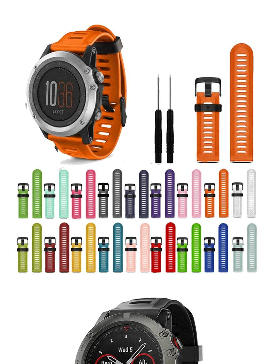 Красочные 26 мм Открытый спортивный силиконовый ремешок для часов Замена браслета часы для Garmin Fenix 5X 6X Pro 3 HR часы ремешок