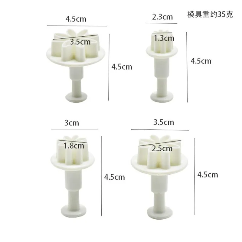 Cookie Cutter 4Pcs/set Plum Daisy Flower Fondant Cookie Cutter Plunger Mold Cake Decorating Tools Sugarcraft Biscuit Stamp Christmas Cutter