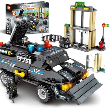

102407 special police rescue vehicles small particles black hawk command military police assembled blocks yi intellectual toys