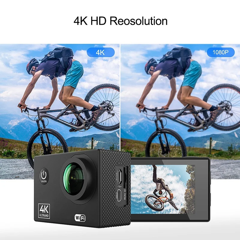 AT Q40C Экшн камера 2 7 K/30FPS 1080P/60FPS WIFI 24MP Ultra HD мини для шлема WiFi Водонепроницаемая