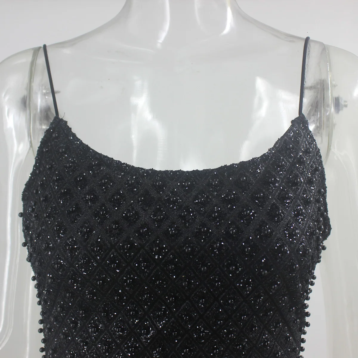 Feditch SEQUINS Клубные наряды Сексуальная Женский комплект 2 шт. ремень спагетти блестящая верхняя часть костюма с жемчугом и юбки набор ночные вечерние комплект из двух предметов