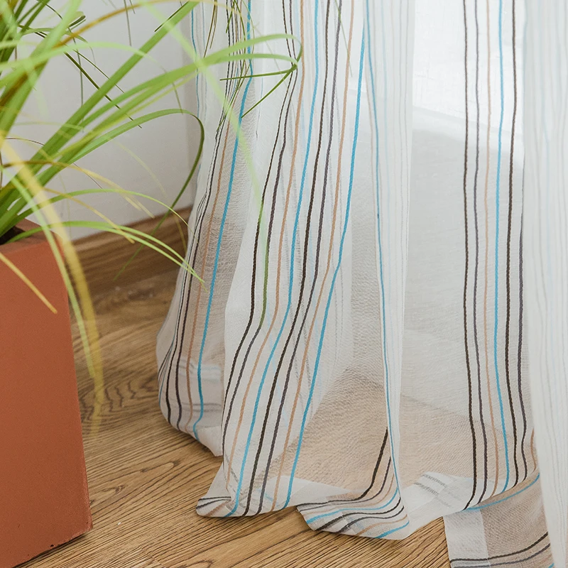 Цветные тюлевые занавески в полоску для гостиной спальни отвесные кухни