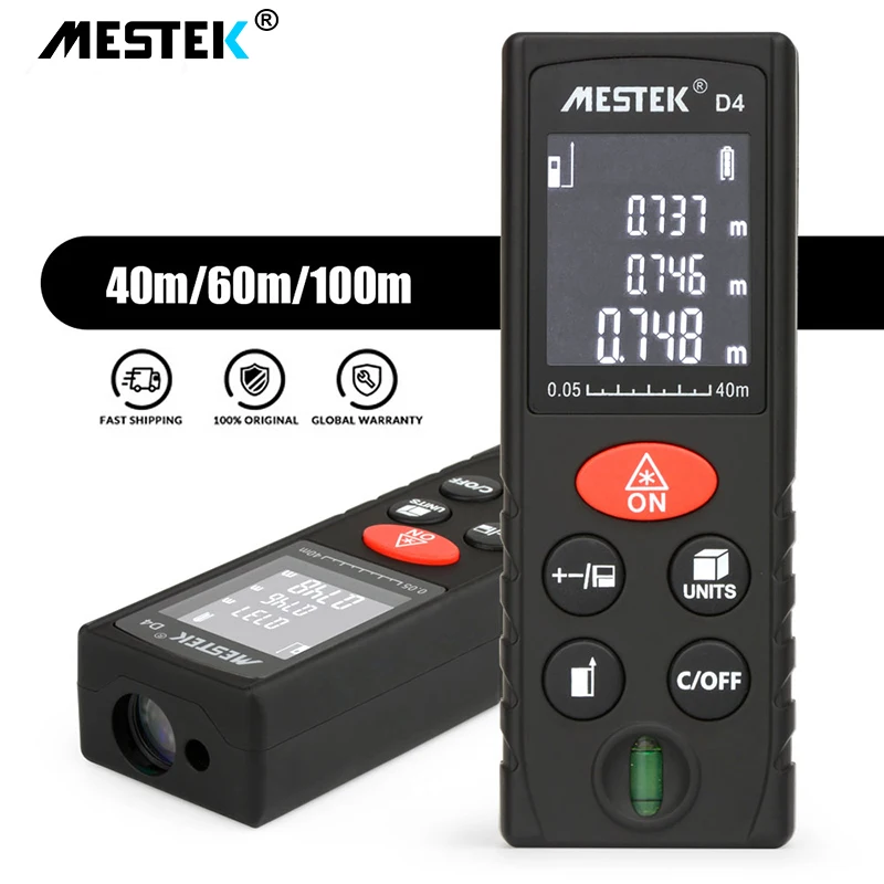 MESTEK laser distance meter 40M 60M 100M rangefinder trena laser tape range finder build measure device ruler test tools