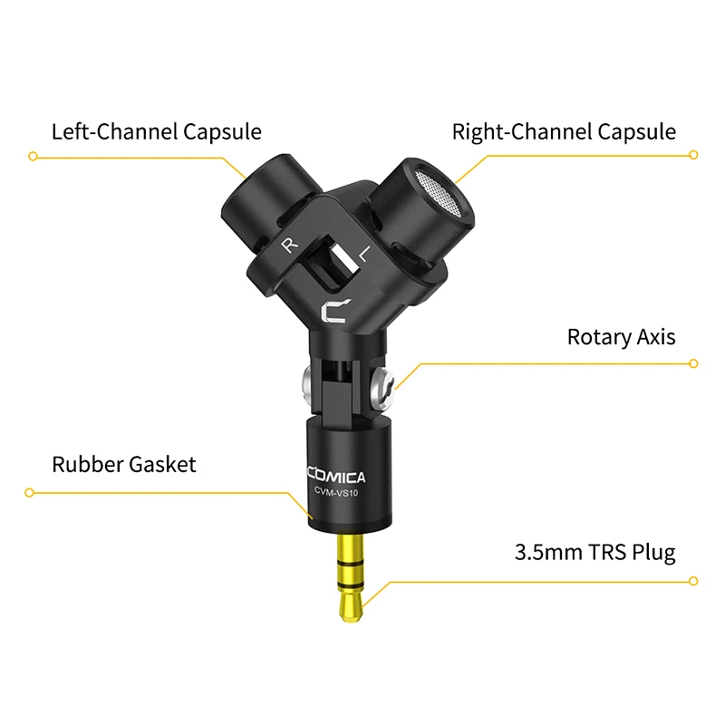 Comica XY Стерео Аудио Видео Запись микрофон для Gopro Экшн камера DSLR смартфон Gimbal позолоченный Vlog Mic