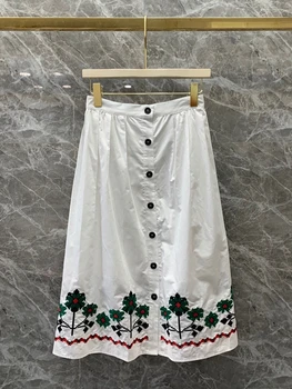 

2020 Spring New Women's Wild Breasted Hem Embroidery Skirt 0505