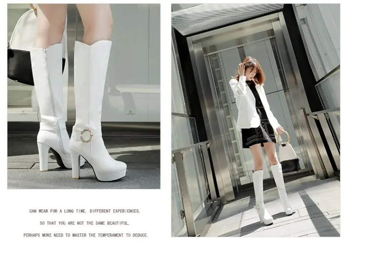 NASBAVI High Heels Over the Knee Boots Women Winter Thigh High Boots Fashion Zipper buckle Rhinestone Platform Long Boots