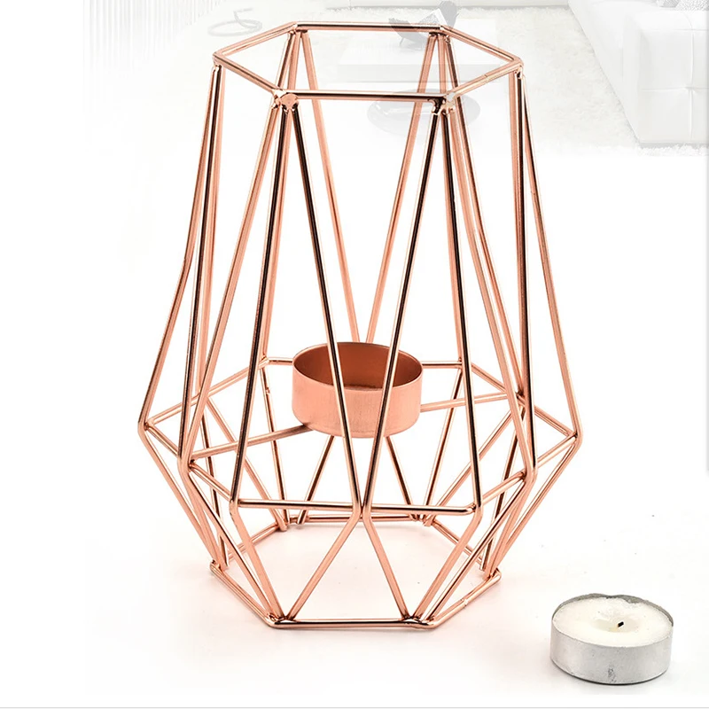 Nordic Romantic Dinner Candlesticks Geometric Candlestick Iron Candle Holder for Wedding Party Home Decor Accessories