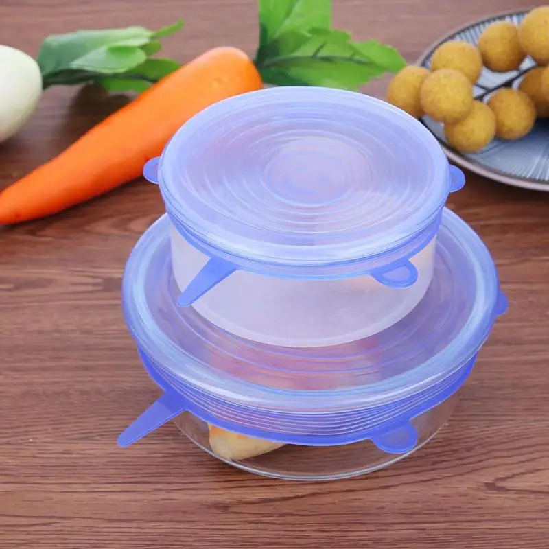 

6/12pcs/set Heat Resistant Silicone Stretch Lids Food Wrap Bowl Pot Pan Cover Kitchen Bowl Stopper Cover Food Fresh Keeping Lid