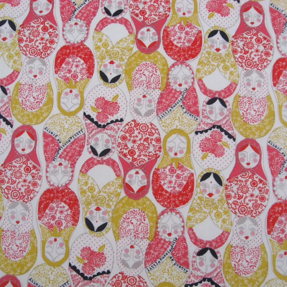 1 ярд маленькая русская кукла напечатанная хлопковая Поплин Ткань(ширина = 140 см