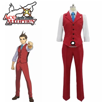 

Ace Attorney Apollo Justice Red Vest Suit Outfit Cosplay Costume Party Costume Full Set Custom-Made