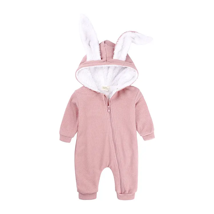 Thick Velvet Baby Clothes Girl  Rompers Winter Baby Boy Clothes Cartoon Rabbit Long Sleeve Hooded Newborn Rompers 3-18Months customised baby bodysuits Baby Rompers