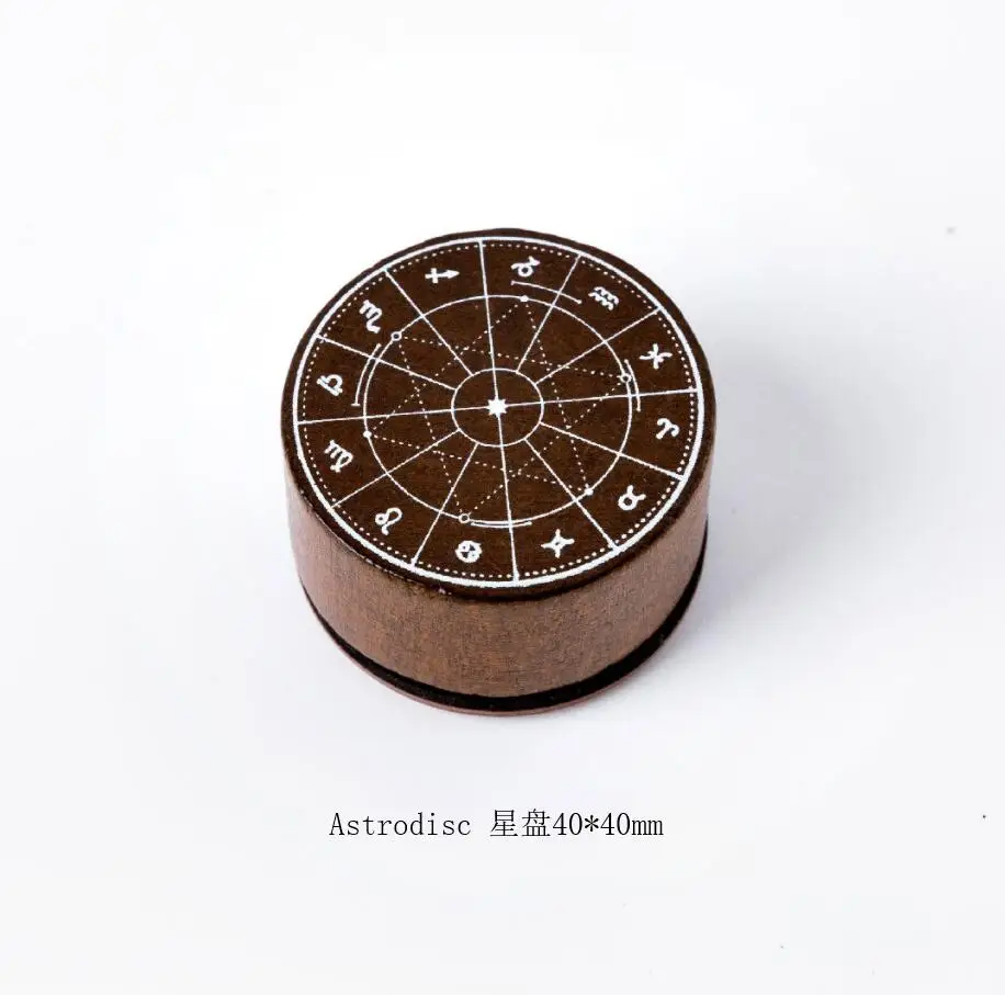 

WOKO Retro Colock/Week/Month/Horoscope/Calendar/Moon/Handbook Log Seal Stamp Wood And Rubber Seal Log Rubber Stamp Deco Planner