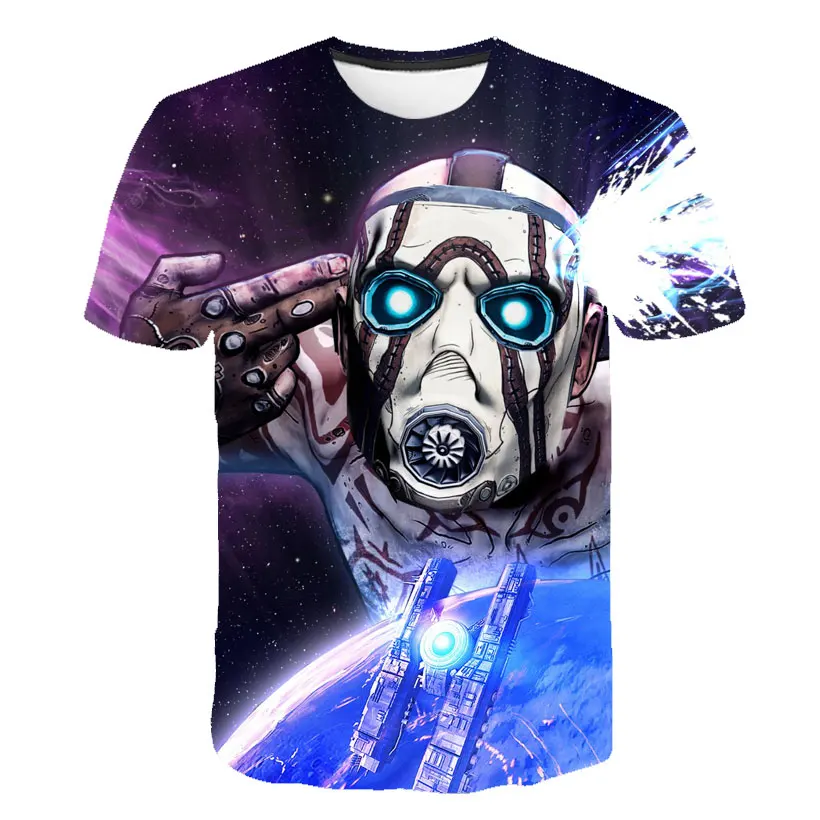 Borderlands футболка 3D принт съемки с изображением популярной игры футболки Модная одежда для мальчиков; уличная одежда harajuku короткий рукав Tops& Tees, Для мужчин футболка для девочек Одежда для девочек