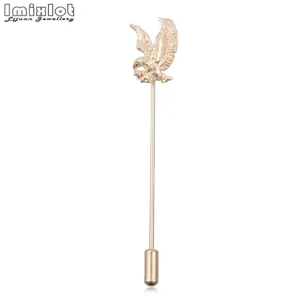 Gold Imixlot винтажные длинные иглы Орел булавки и броши для мужчин костюм пальто воротник значок булавки на лацканы золото-цвет животное брошь ювелирные изделия - Окраска металла: Gold