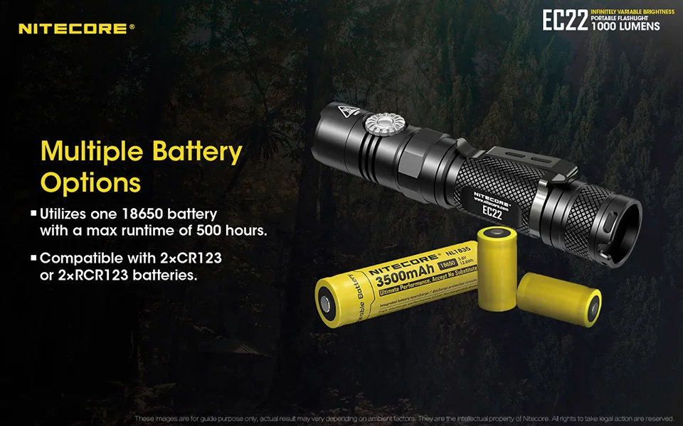 NITECORE EC22 тактический фонарь CREE XP-L HD V6 max 1000 люмен бесступенчатая яркость луч бросок 185 метров фонарь