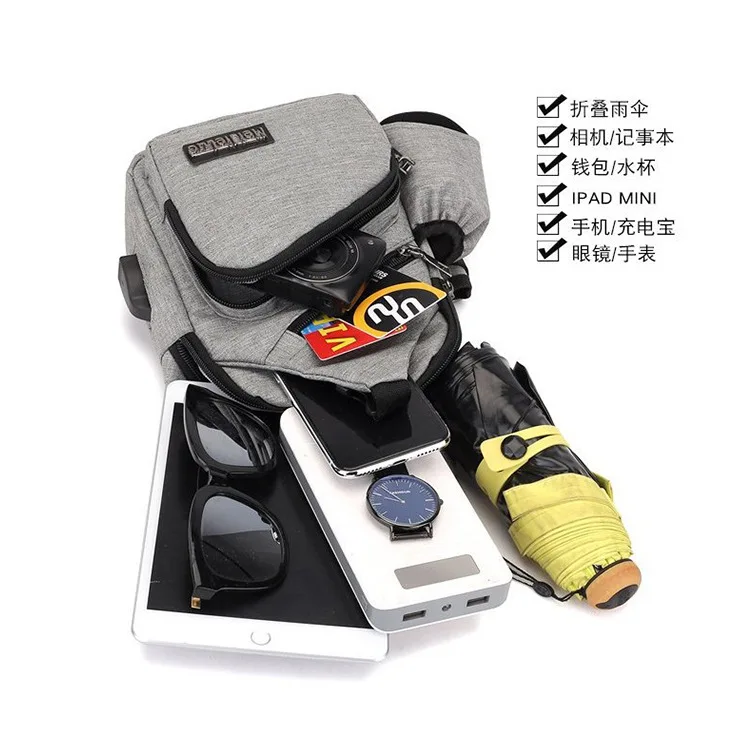 

Men Chest Pack 2019 New Style Oxford Cloth Casual Backpack Sports Fashion Small Backpack Data Cable Shoulder Bag