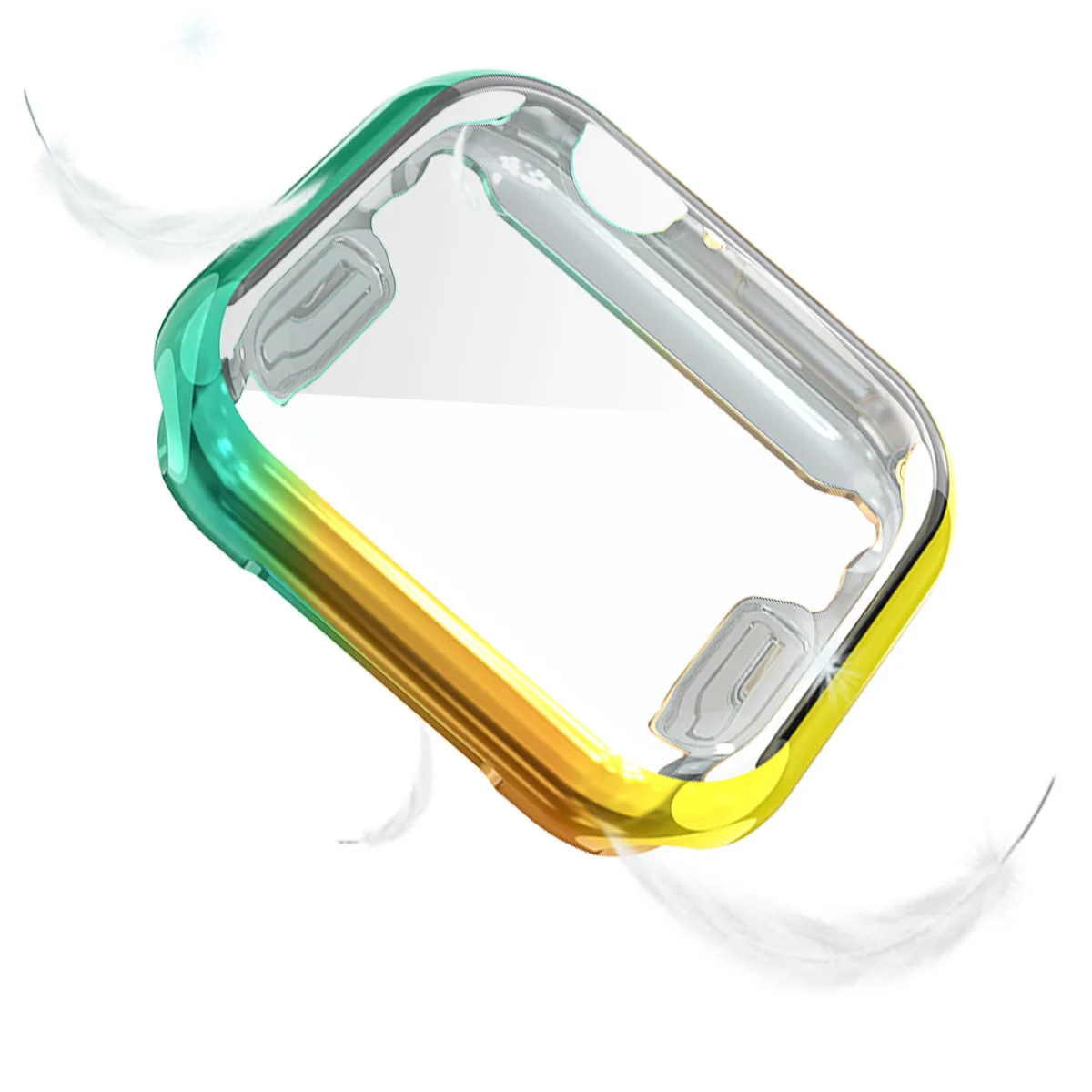 Yellow Rose Green Полный защитный чехол для Apple Watch Series 5 4 3 2 1 градиентные цвета TPU чехол Защитная пленка для экрана для iWatch 38/40 мм 42/44 мм - Цвет: Yellow Rose Green