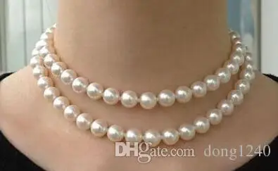 

Free Shipping >>>> 9-10mm round freshwater white pearl necklace