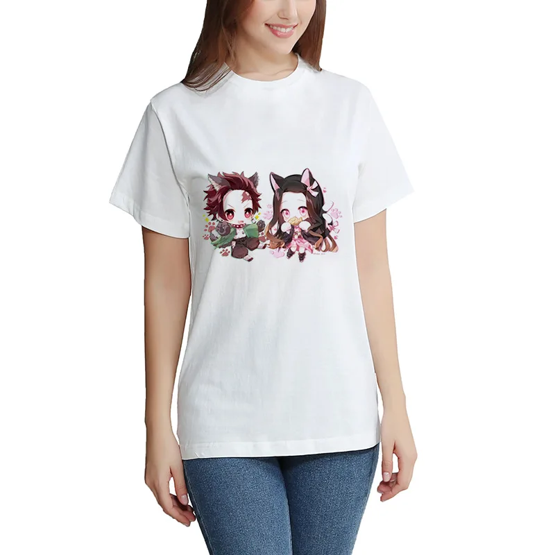 Kimetsu No Yaiba T-shirt Short Sleeve Men's And  Women's Tees Tops Kids Demon Slayer Oversized T Shirt DIY Photo Log Customized