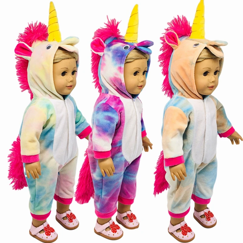 

Fit 17 inch Doll Clothes Accessories 43cm Doll American OG Girls' Yellow Unicorn Clothes For Baby Birthday Gift