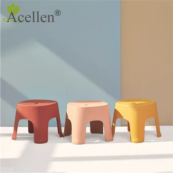 

Small Bench Anti-Skid Coffee Table Plastic Simple Stool Adult Thickening Children'S Stool For Shoes Short Stool 6 Colors