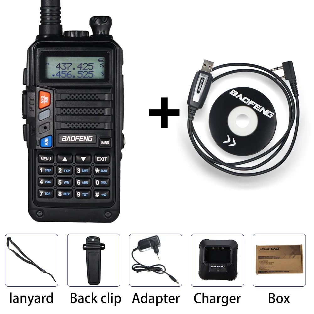 Black add Cab Baofeng UV-5R Pro рация Высокая мощность обновление UV-5R двухстороннее радио двухдиапазонный СВЧ/УВЧ-трансивер CB Ham Радио UV5R Pro - Цвет: Black add Cab