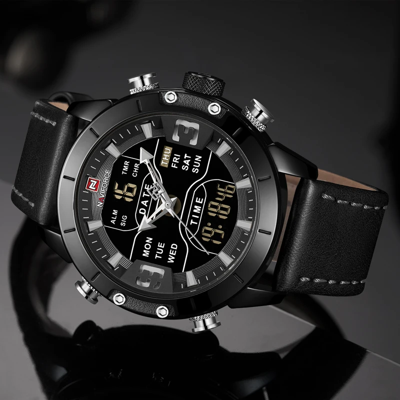 Часы naviforce лучший бренд класса люкс Аналоговый Цифровой двойной дисплей мужские часы s Модные Спортивные кварцевые наручные часы Relogio Masculino