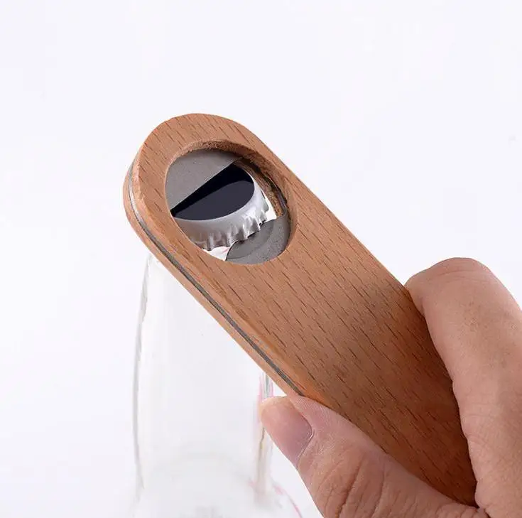 

50pcs Wood Beer Bottle Opener Wall Hanging Party Supplies Bar Restaurant Home Bottle Shape Openers Wholesale