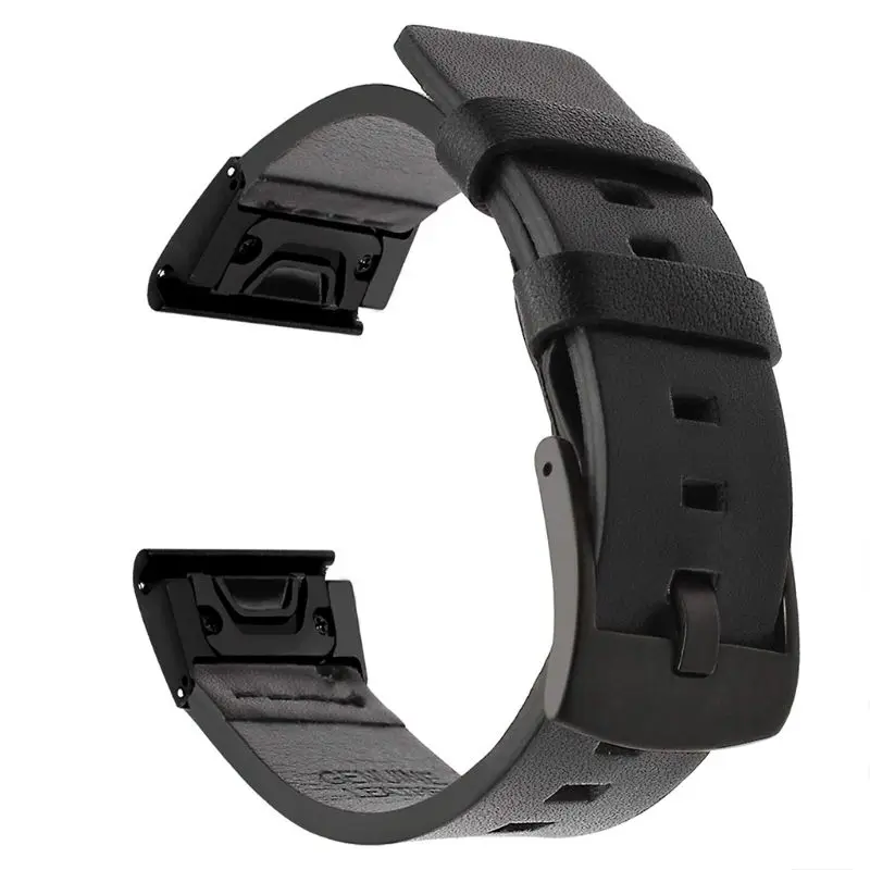 Ремешок для часов из натуральной кожи, быстросъемный браслет для Garmin Fenix 6/6X/6S Kit - Цвет: 22-BK